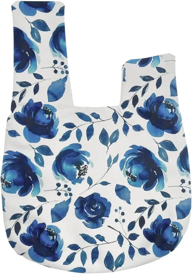 Stylish Cotton Japanese Pattern Wrist Bag Sleeve Knot Pouch Portable Canvas Tote Purse for Female, Women