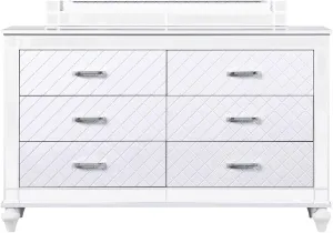 Stylish Silver Champagne 6 Drawer Dresser with Embossed Wood Finish Storage Cabinet,Rustic