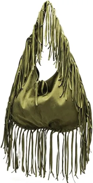 Suede Tote Bag for Women - Top Handle Fringe Shoulder Satchel and Purse - Stylish Handbag for Dating, Work, and Shopping