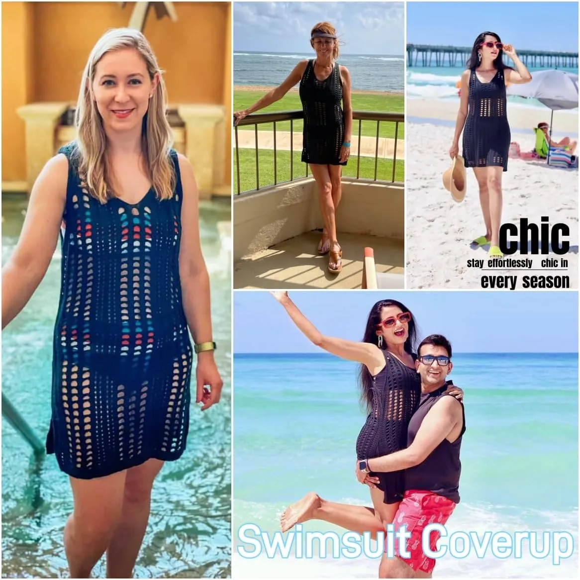 Sulozom Women Swimsuits Cover Ups Crochet Bathing Suit Tassel Bikini Coverup Beach Swimwear