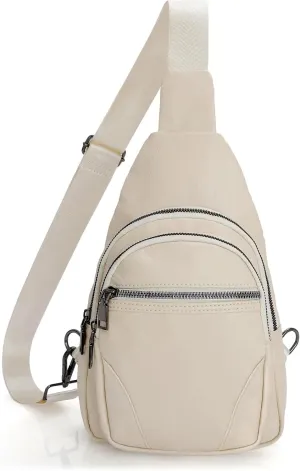 SUOSDEY Small Sling Bag for Women Leather Fanny Packs Crossbody Bags Trendy Chest Bag for Travel Anti-Theft Sling Purse