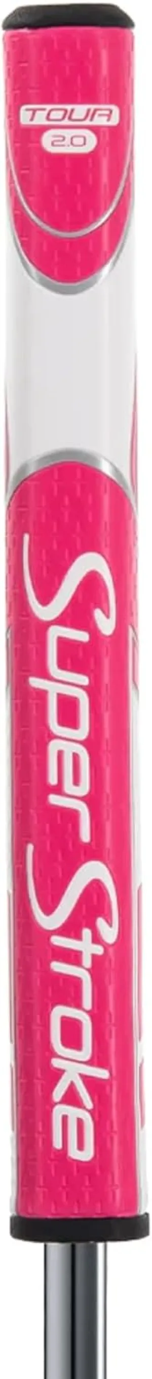 SuperStroke Zenergy Tour 2.0 Golf Putter Grip with No Taper Enhanced SPYNE Technology, New Multi-Zone Texturing and Tech-Port, Pink/White