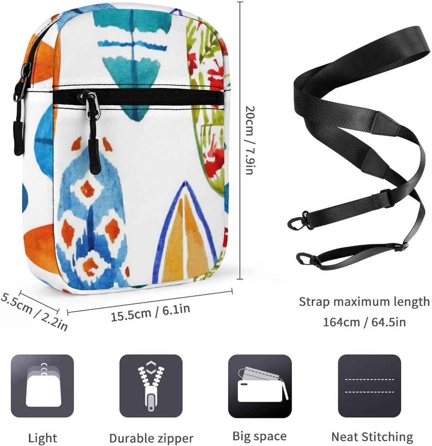 Surfing Floral Surfing Boards Seamless On White Adjustable Fanny Waist Pack Pouch, Waterproof Crossbody Runners Bag Wallet for Gym Hiking Fitness Women Men 6.1 x 2.2 x 7.9 inch