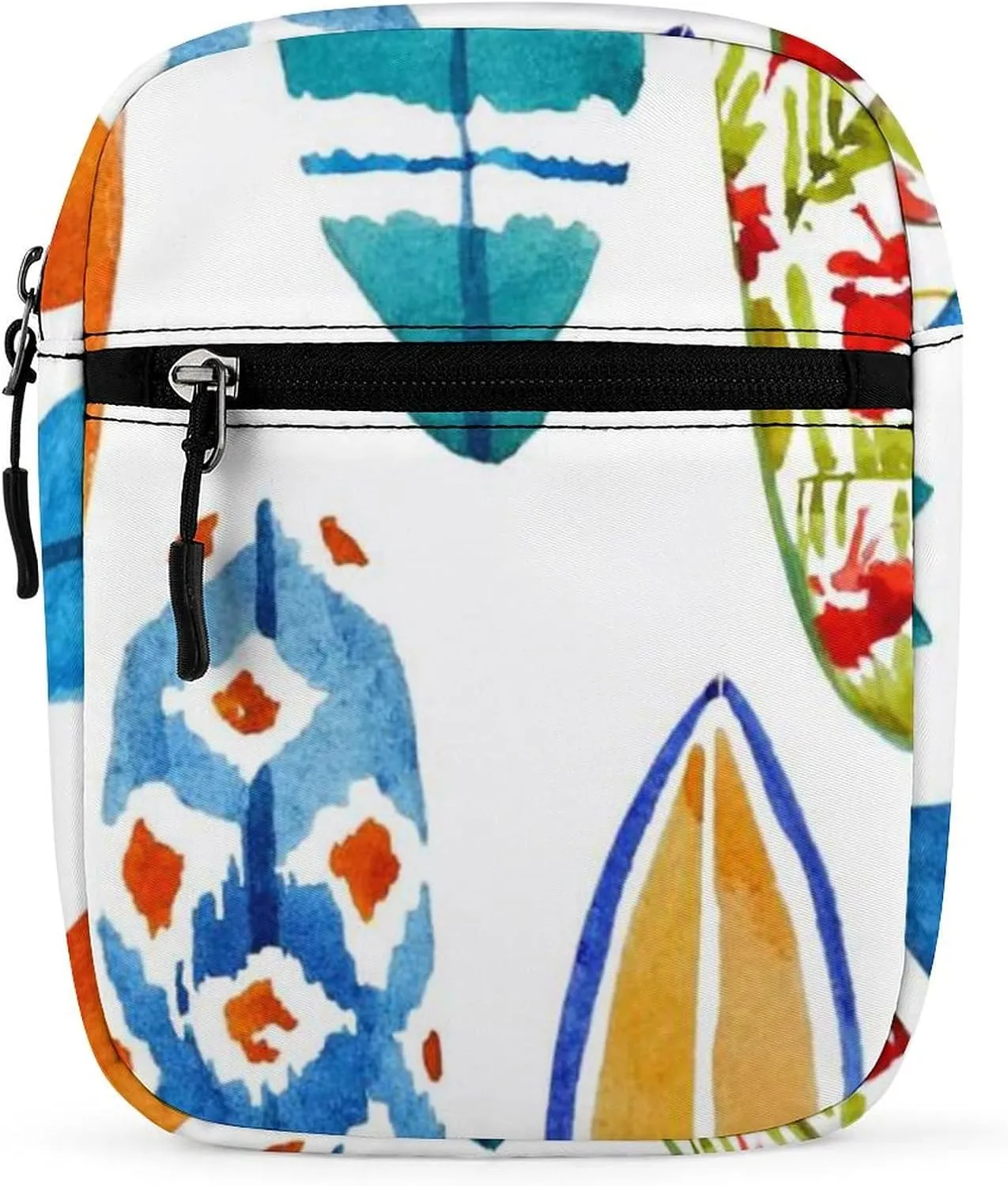 Surfing Floral Surfing Boards Seamless On White Adjustable Fanny Waist Pack Pouch, Waterproof Crossbody Runners Bag Wallet for Gym Hiking Fitness Women Men 6.1 x 2.2 x 7.9 inch