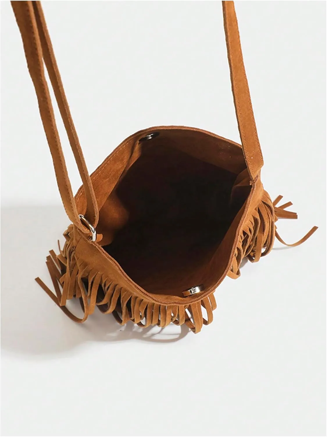 SweatyRocks Women's Tassel Boho Small Suede Crossbody Bag with Adjustable Strap