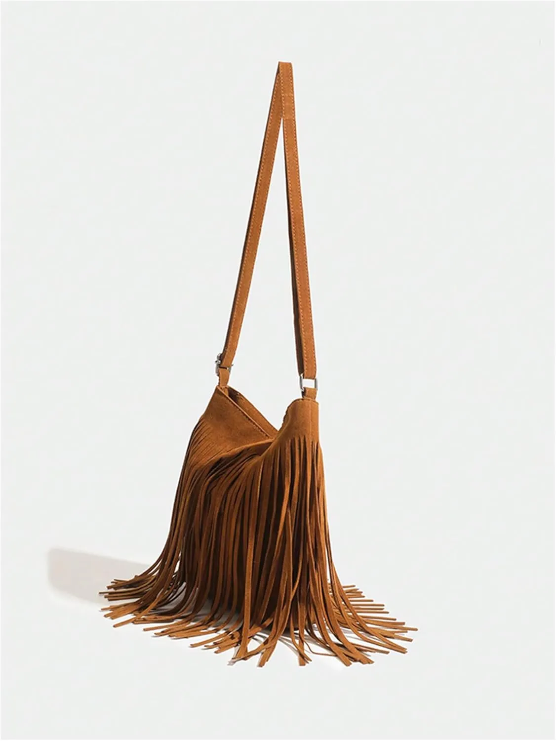 SweatyRocks Women's Tassel Boho Small Suede Crossbody Bag with Adjustable Strap