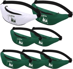Sweetude 7 Pcs Camp Bachelorette Waist Bags Bride Bridesmaid Proposal Present Adjustable Waist Bags for Bridal Shower (White, Green,Camp Bach)