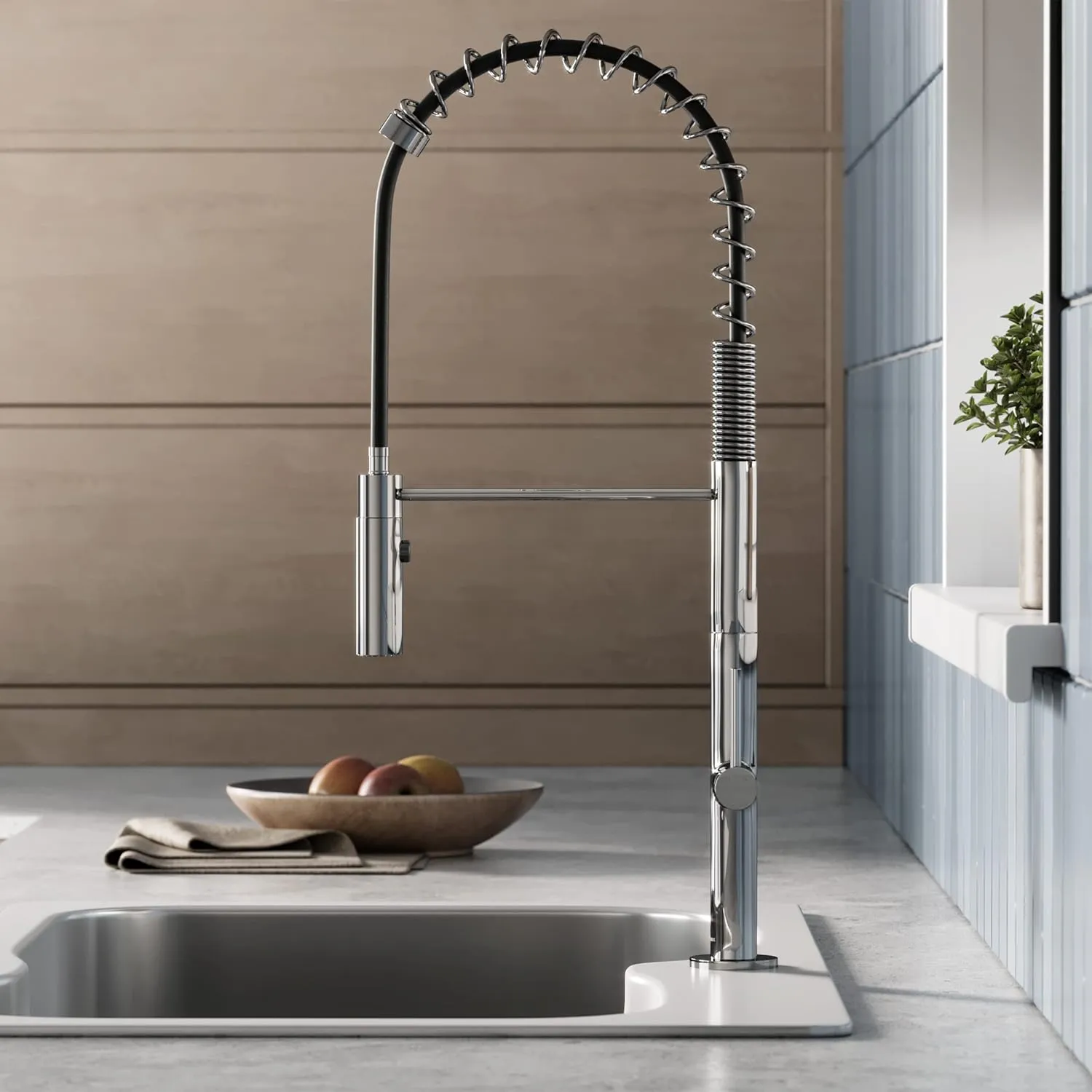 Swiss Madison SM-KF72C Chalet Single Handle, Pull-Down Kitchen Faucet in Chrome