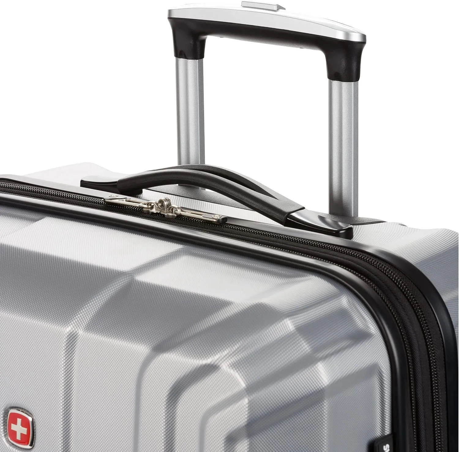 SwissGear 3750 Hardside Luggage with Spinner Wheels, Silver, Checked-Medium 23-Inch