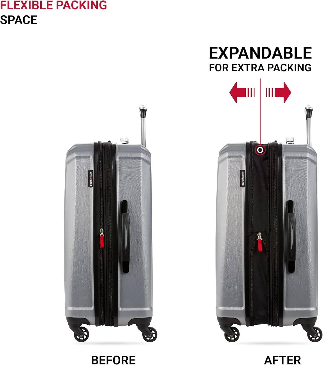 SwissGear 3750 Hardside Luggage with Spinner Wheels, Silver, Checked-Medium 23-Inch