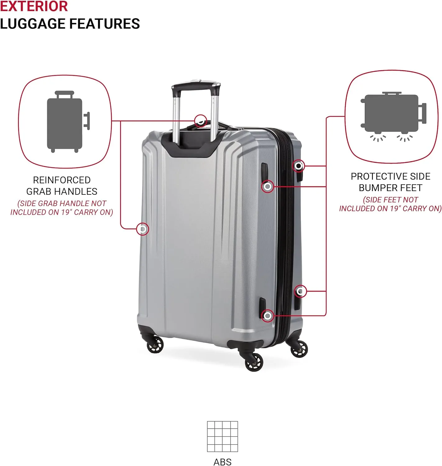 SwissGear 3750 Hardside Luggage with Spinner Wheels, Silver, Checked-Medium 23-Inch