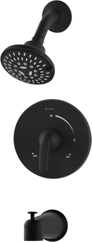Symmons Elm Single Handle Wall Mount Tub and Shower Trim Kit in Matte Black (Valve Not Included)