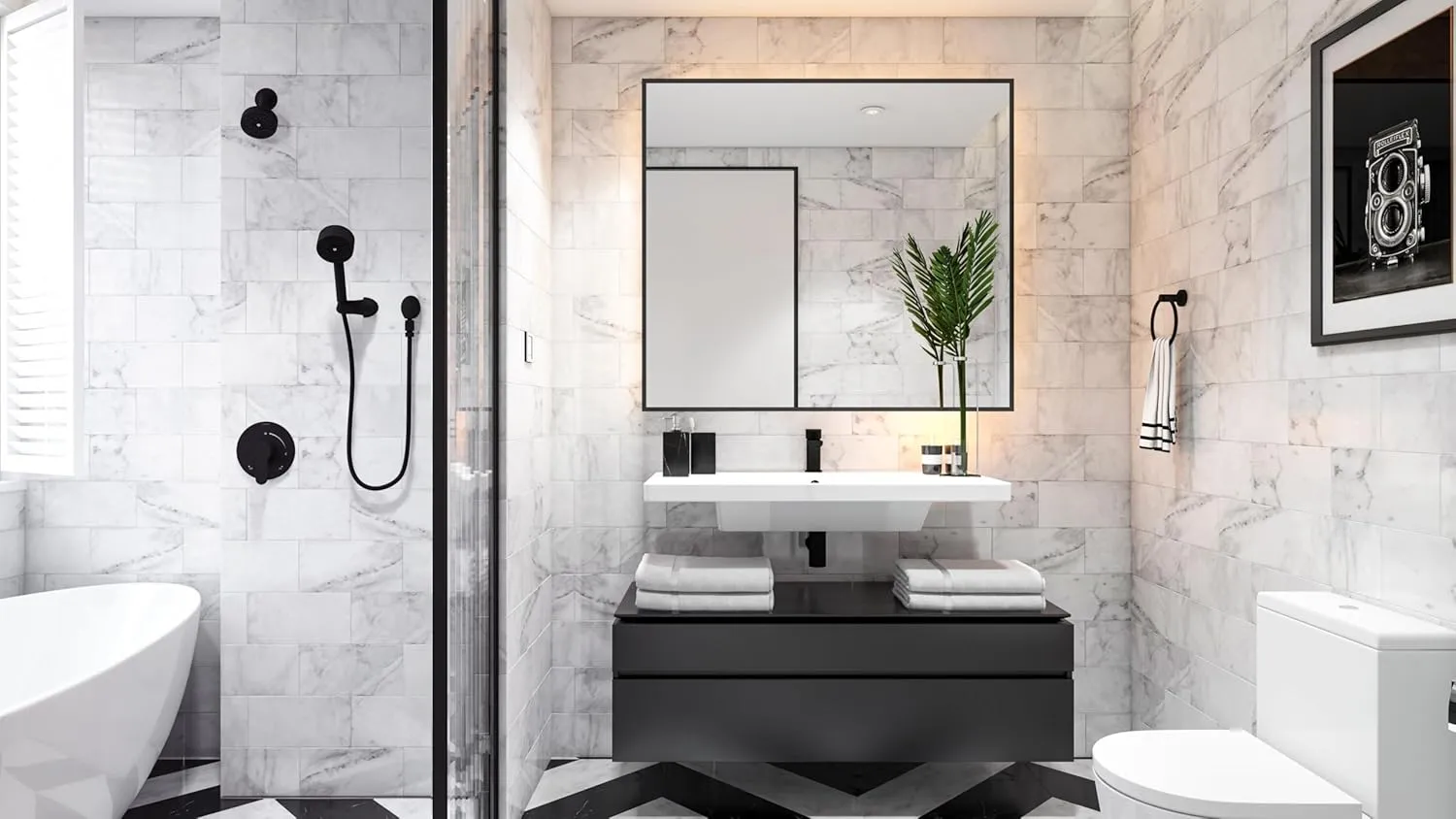 Symmons Identity Single Hole Single Handle Bathroom Faucet with Push Pop Drain in Matte Black (1.0 GPM), Large