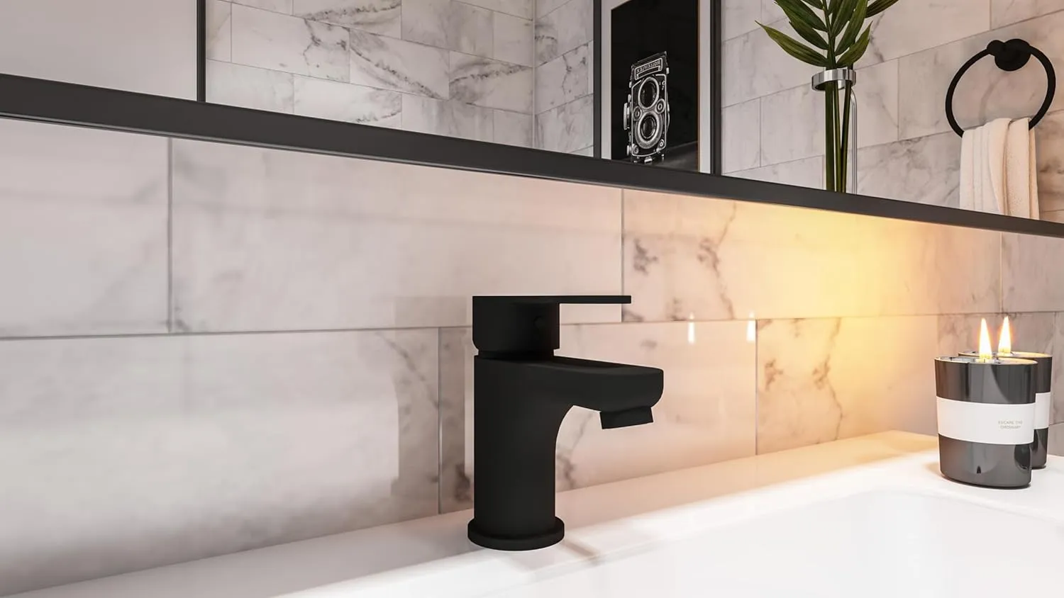 Symmons Identity Single Hole Single Handle Bathroom Faucet with Push Pop Drain in Matte Black (1.0 GPM), Large