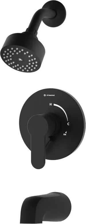 Symmons Identity Wall Mounted Tub and Shower Faucet Trim Kit with Single Handle in Matte Black - 2.0 GPM (Valve Not Included)