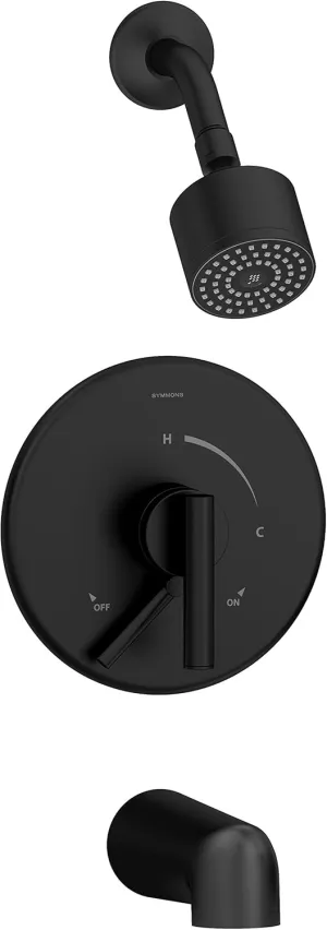 Symmons S-3502-CYL-B-MB-1.5-TRM Dia Single Handle 1-Spray Tub and Shower Faucet Trim with Brass Escutcheon in Matte Black - 1.5 GPM (Valve Not Included)