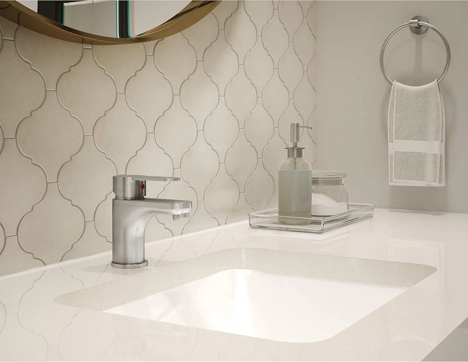 Symmons SLS-6712-STN-1.0 Identity Single Hole Single-Handle Bathroom Faucet with Drain Assembly in Satin Nickel (1.0 GPM)