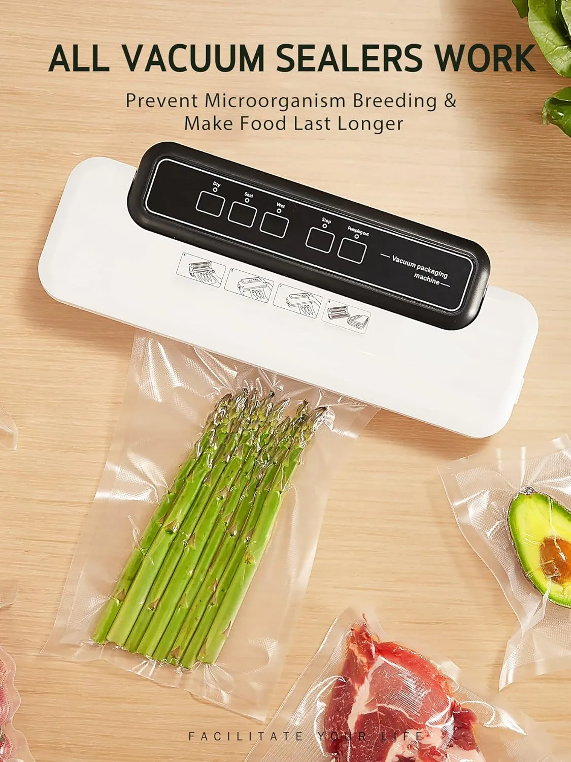 Syntus 200 Count Vacuum Sealer Bags Pint 6 x 10 inch for Seal a Meal, Commercial Grade BPA Free Heavy Duty Precut Seal Bags, Food Vac Bags for Storage, Meal Prep or Sous Vide