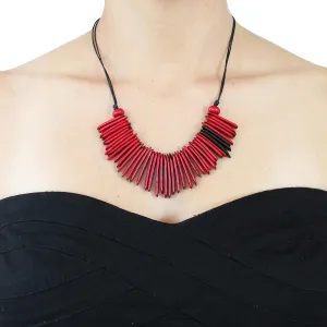 Tagua Necklace Fringe in Red and Black, Adjustable, Handmade Fair Trade, Lightweight by Florama Natural Jewelry