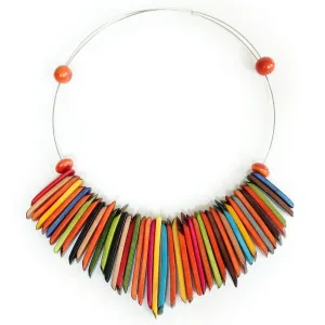 Tagua Nut Choker Multicolor Fringe Handmade Fair Trade by Florama Natural Jewelry