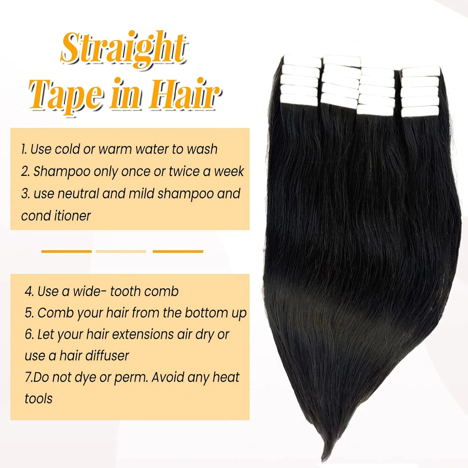 Tape ins 20 pcs Straight Tape in Hair Extensions Human Hair Natrual Black for Women 14 Inch 50G