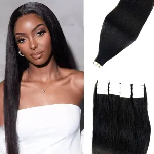 Tape ins 20 pcs Straight Tape in Hair Extensions Human Hair Natrual Black for Women 14 Inch 50G
