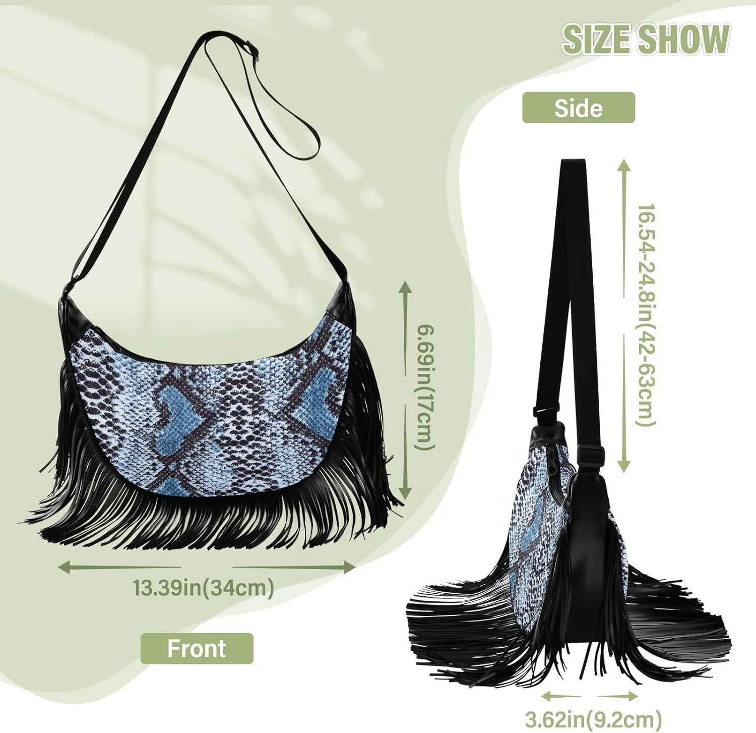 Tassel Crossbody Bag Women Fringe Boho Handbag Hippie Purse Vintage '70s Daily Bag