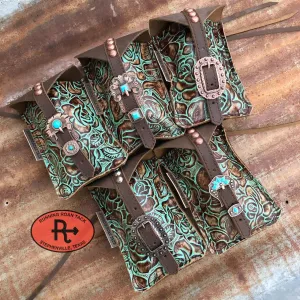Teal Rose Mini Saddle Bag with Your Choice of Buckle and Fringe for Phone, Keys, Roping Powder, etc