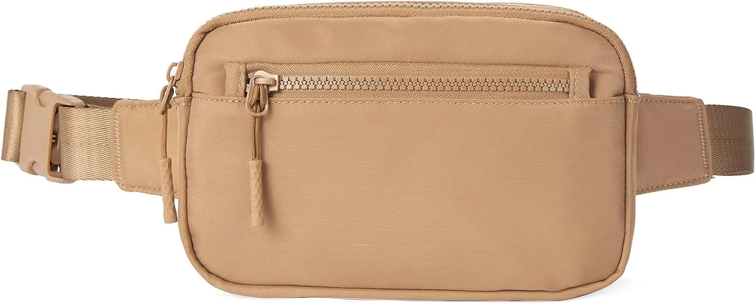 Telena Fanny Packs for Women Men Fashionable Cross Body Fanny Pack Belt Bag for Women with Adjustable Straps Light Brown