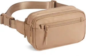 Telena Fanny Packs for Women Men Fashionable Cross Body Fanny Pack Belt Bag for Women with Adjustable Straps Light Brown