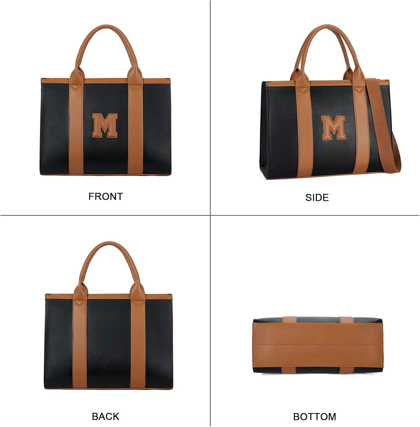 Telena Leather Tote Bag for Women Crossbody Tote Purse Handbag with Compartments and Adjustable Strap