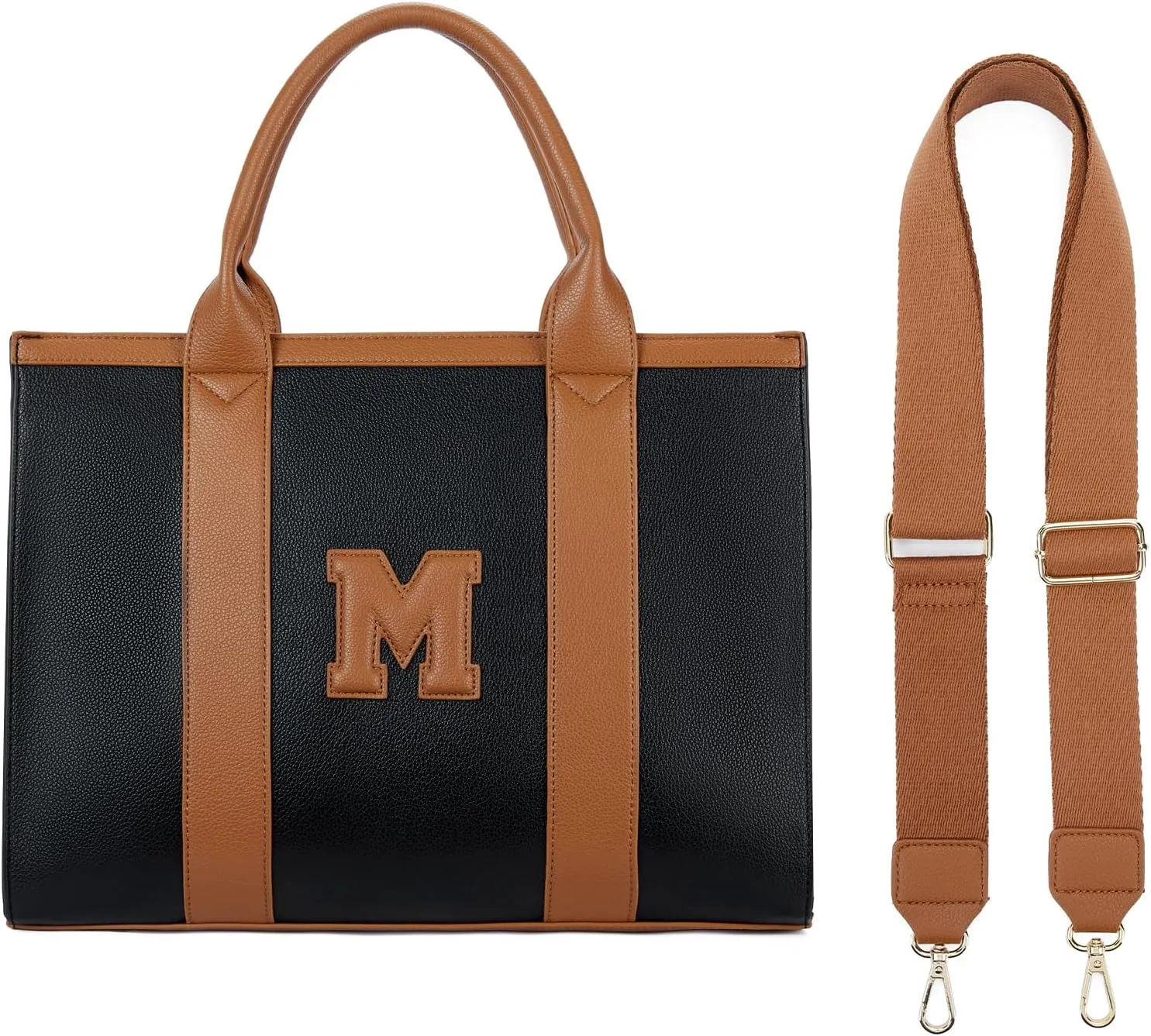 Telena Leather Tote Bag for Women Crossbody Tote Purse Handbag with Compartments and Adjustable Strap