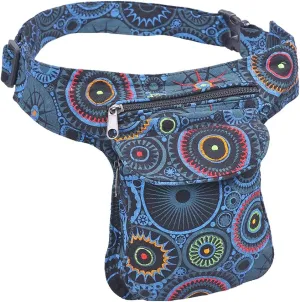 The Collection Royal Handmade Festival Waistpack Boho Hippie Waist Bag Hip Bum Running Belt Fanny Pack Travel Utility Belt (Black-Turq)