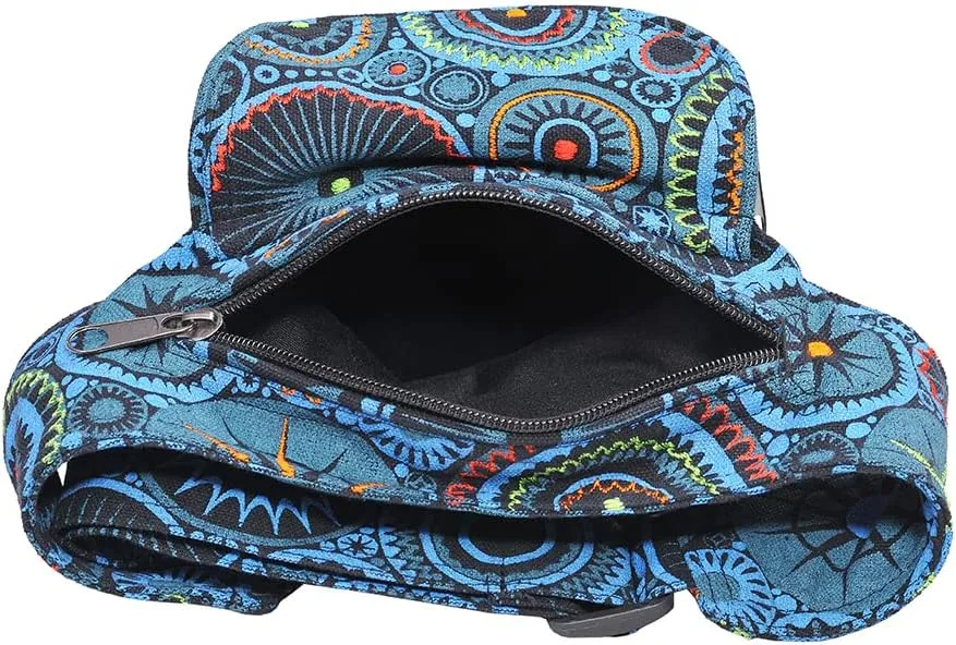 The Collection Royal Handmade Festival Waistpack Boho Hippie Waist Bag Hip Bum Running Belt Fanny Pack Travel Utility Belt (Black-Turq)