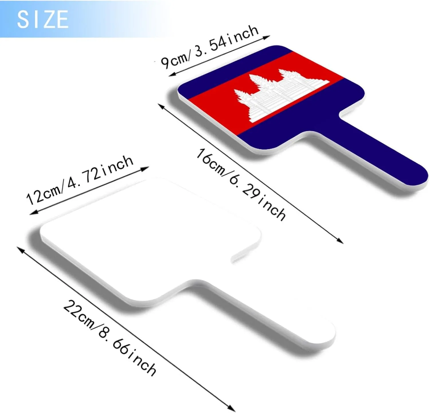 The Kingdom of Cambodia Flag Hand Mirror - Square Travel Makeup Mirror Ghana National Flag Pattern Beauty Vanity Mirror with Handle for Women White 12×22Cm