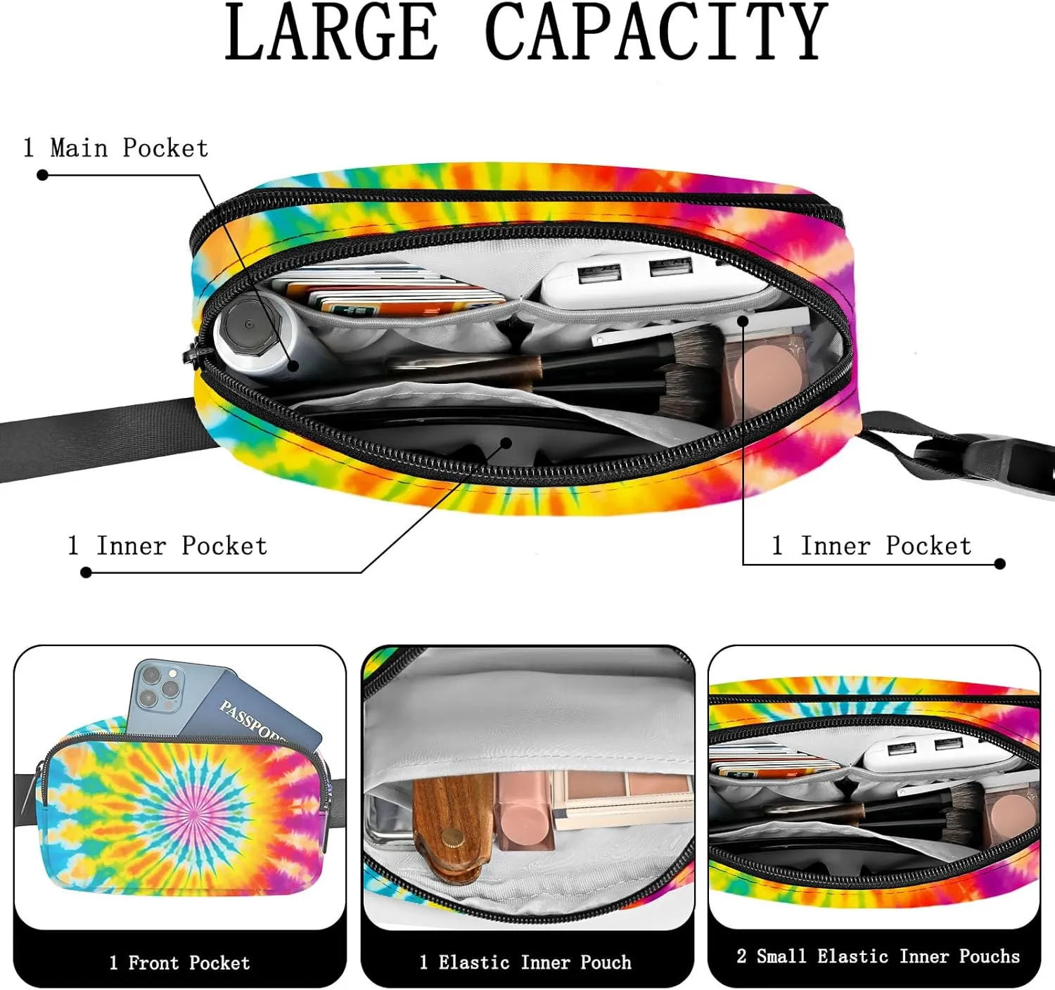Tie Dye Fanny Pack Women Belt Bag Fashion Waist Pack Easy for Store with Adjustable Strap Traveling Hiking Running Walking