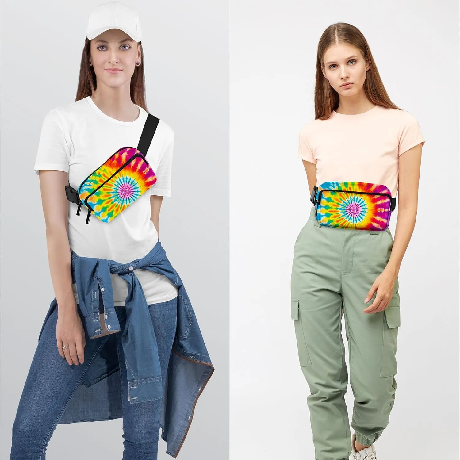 Tie Dye Fanny Pack Women Belt Bag Fashion Waist Pack Easy for Store with Adjustable Strap Traveling Hiking Running Walking