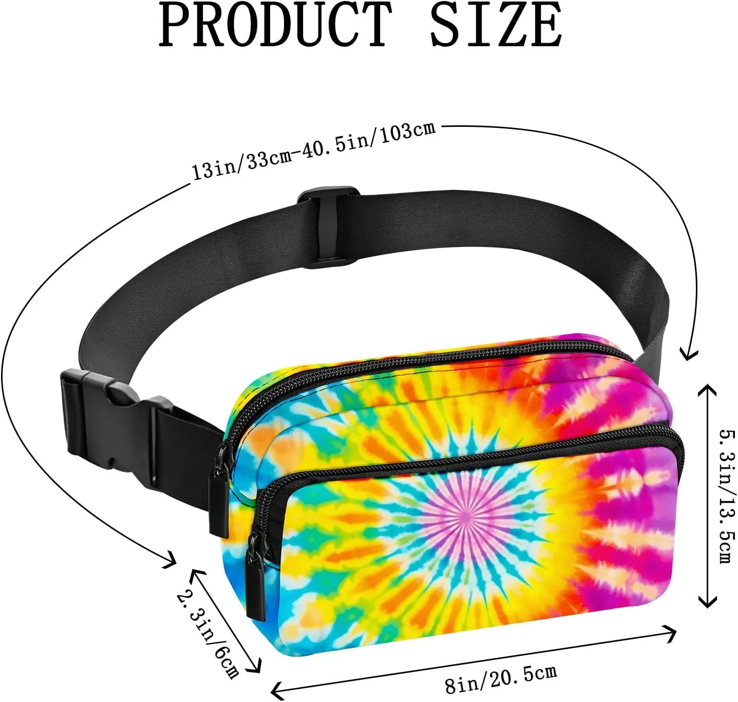 Tie Dye Fanny Pack Women Belt Bag Fashion Waist Pack Easy for Store with Adjustable Strap Traveling Hiking Running Walking