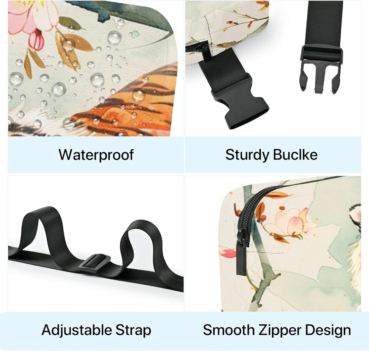 Tiger Fanny Pack Fashion Belt Bag Small Crossbody Bags for Women Casual Waist Packs with Adjustable Strap