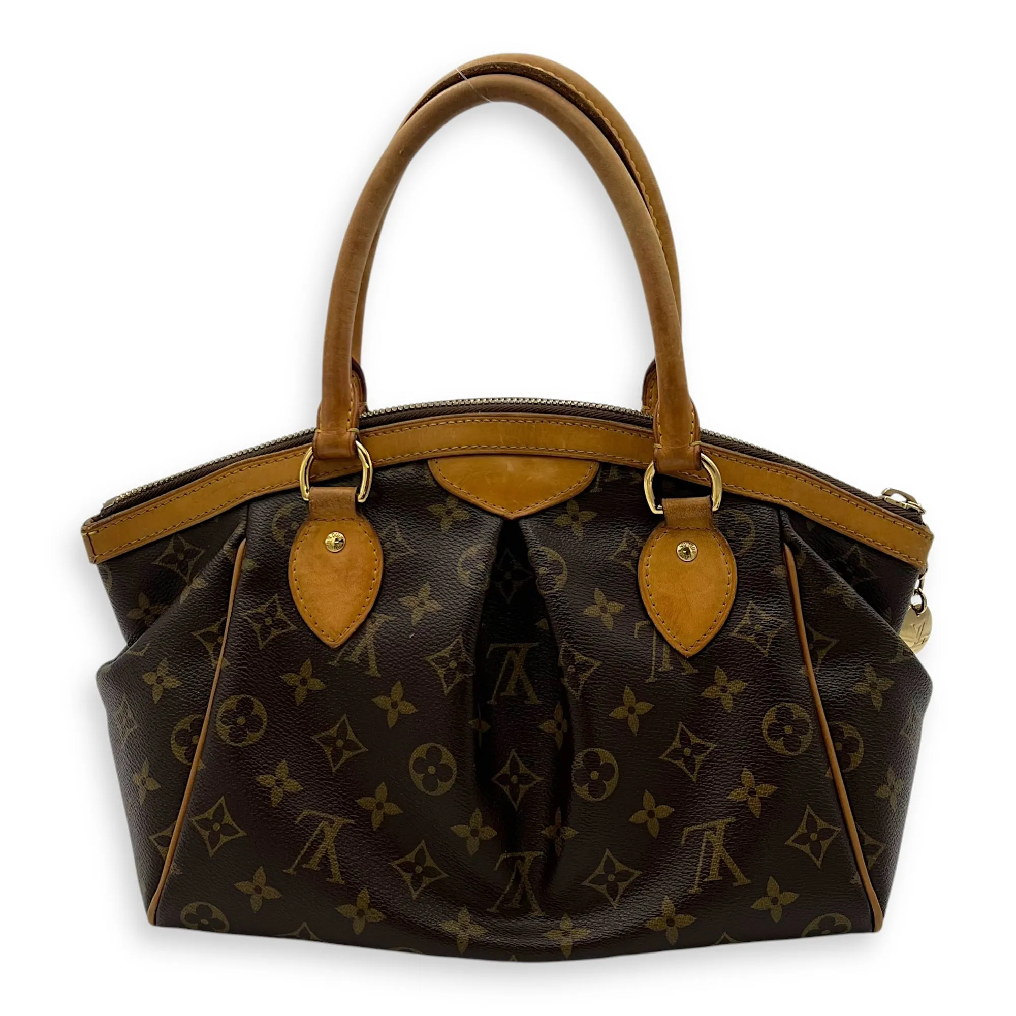 Tivoli Top Handle Bag Small Brown in Monogram Coated Canvas, Gold hardware