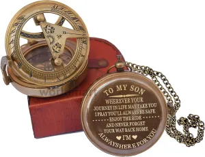 “to My Son ” Camping Compass Engraving with Gift Compass -Mom to Son -Dad to Son Gift- for Loved Ones Gift on Any Occasion