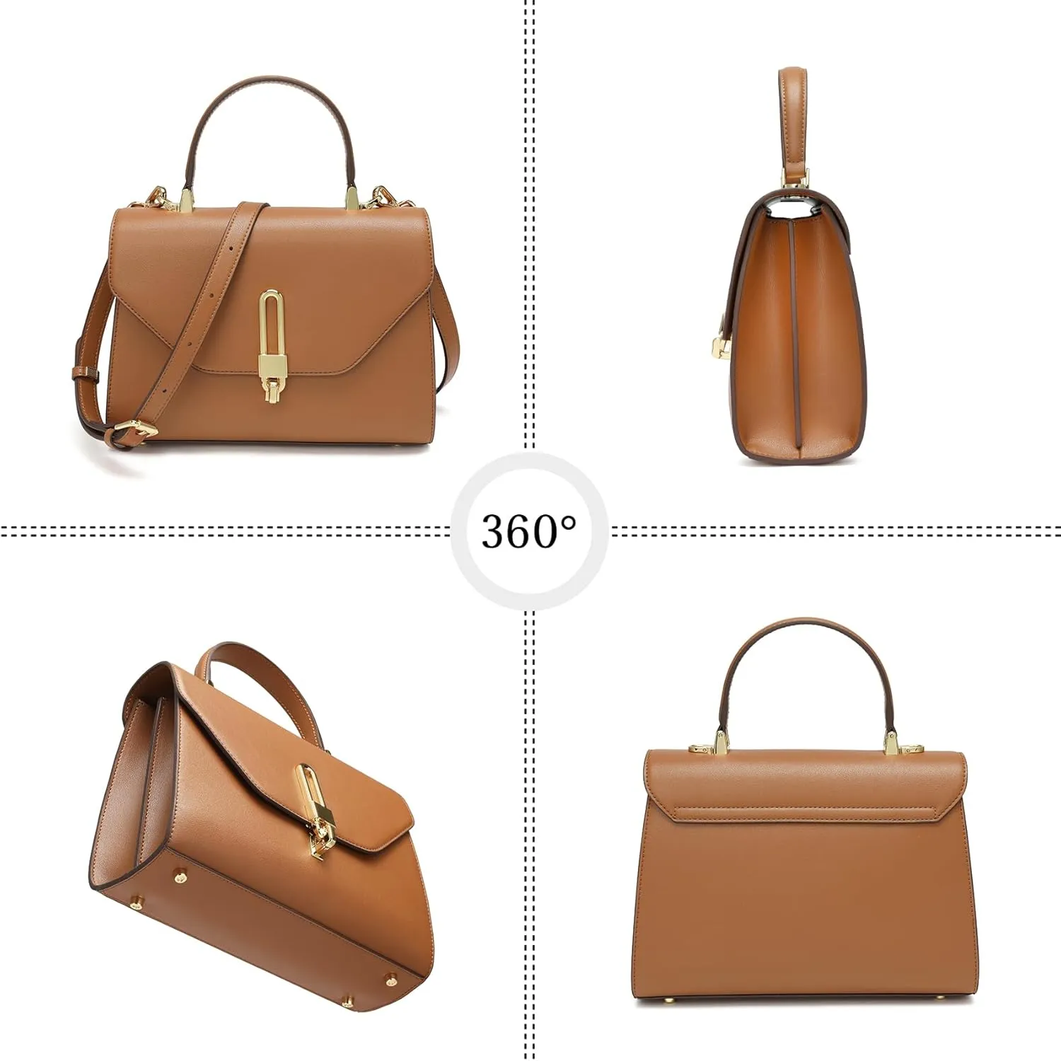 Top Handle Bag Fashion Leather Satchel Bag for Ladies, Zipper Pocket, Metal，Leather tote bag for Women.