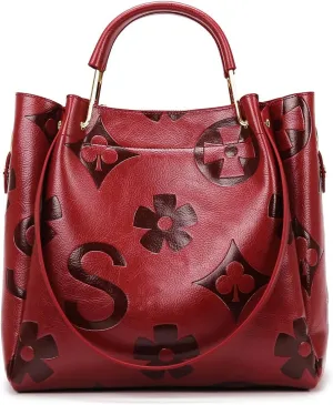 Top Handle Bag Floral Embossed Bucket Bag Crossbody Bags For Women Trendy Shoulder Purse Designer Handbag