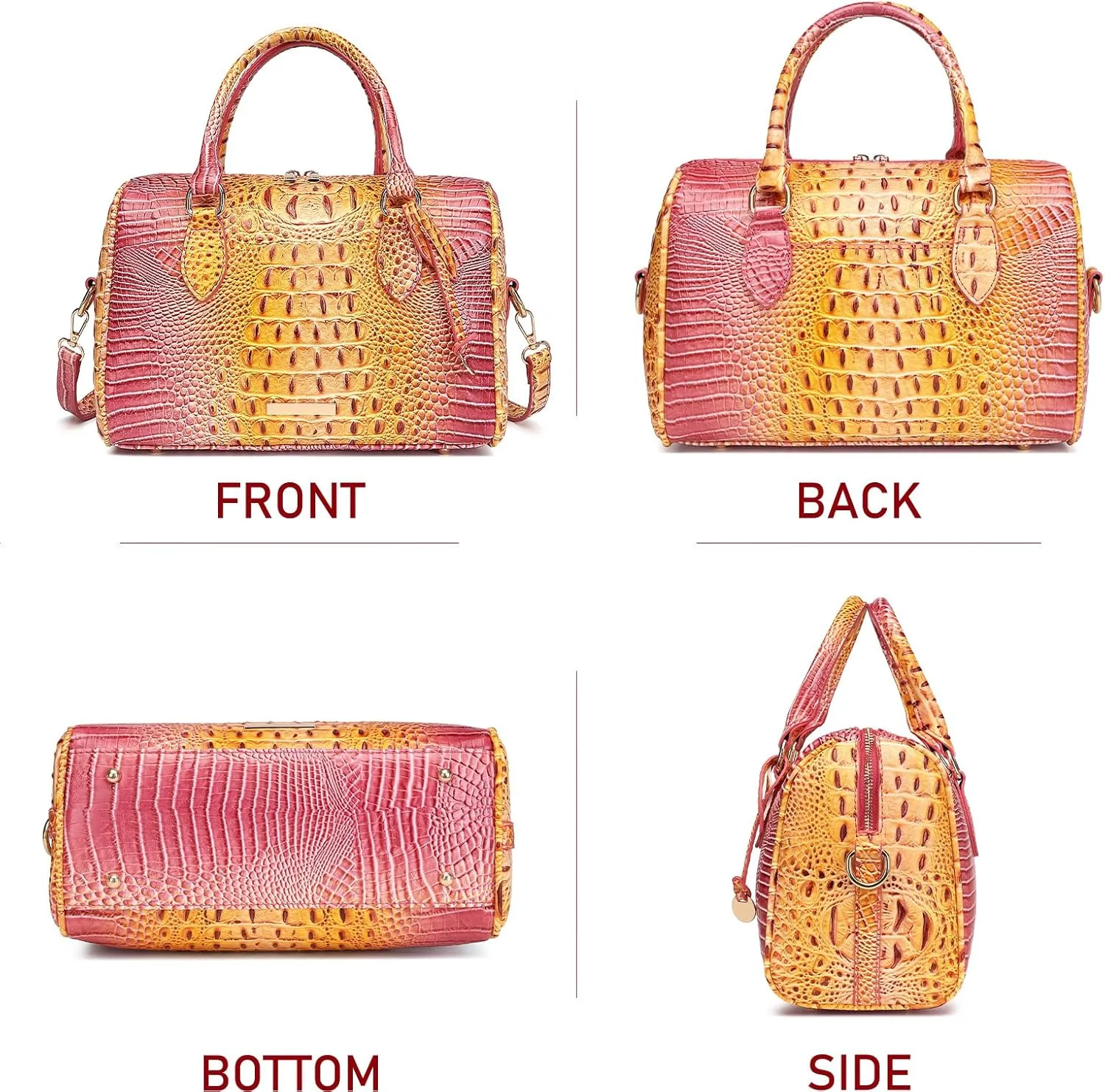 Top-Handle Crocodile Purses For Women Crossbody Leather Bags Trendy Large Capacity Tote with Shoulder Strap