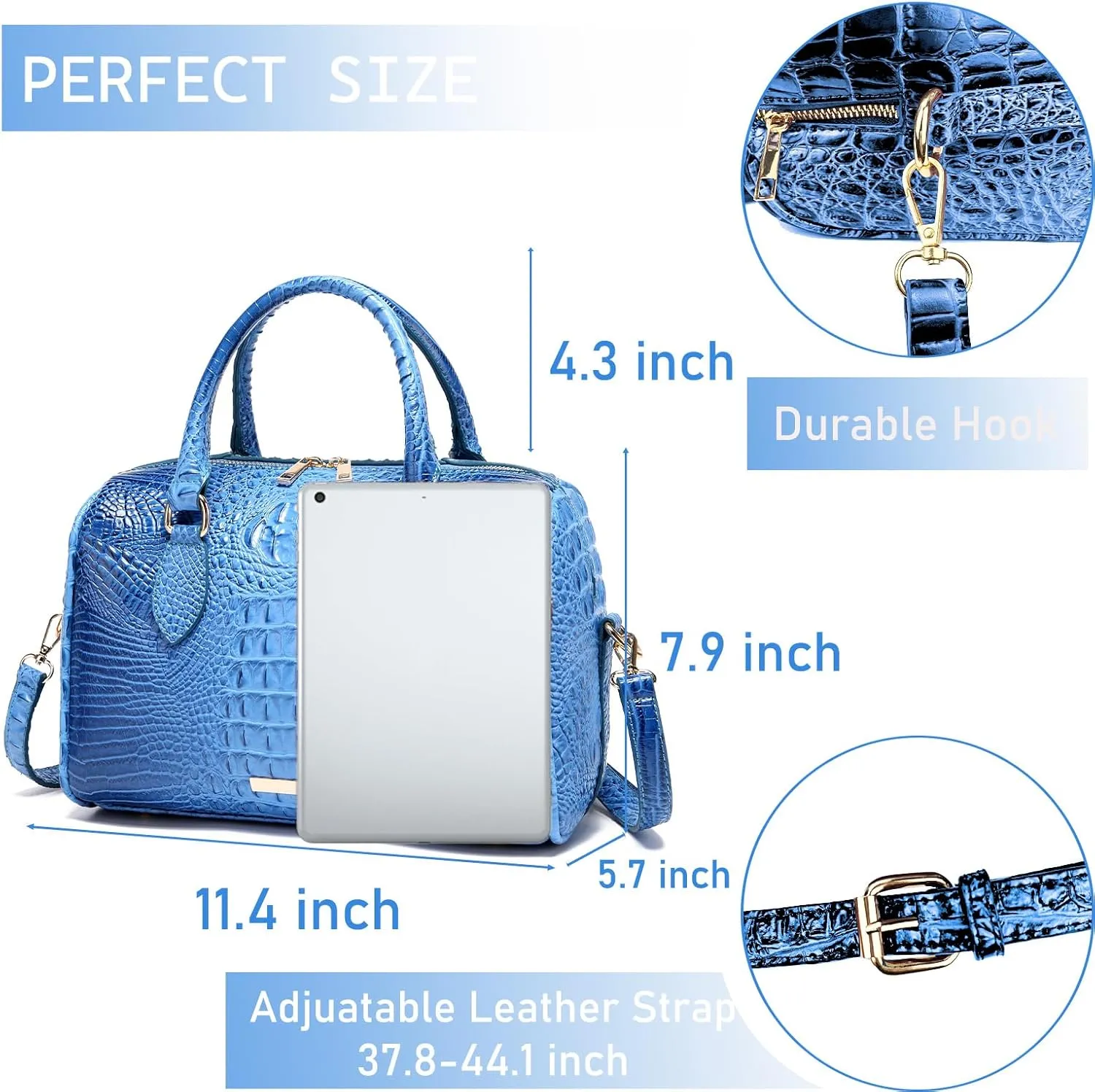 Top-Handle Crocodile Purses For Women Crossbody Leather Bags Trendy Large Capacity Tote with Shoulder Strap