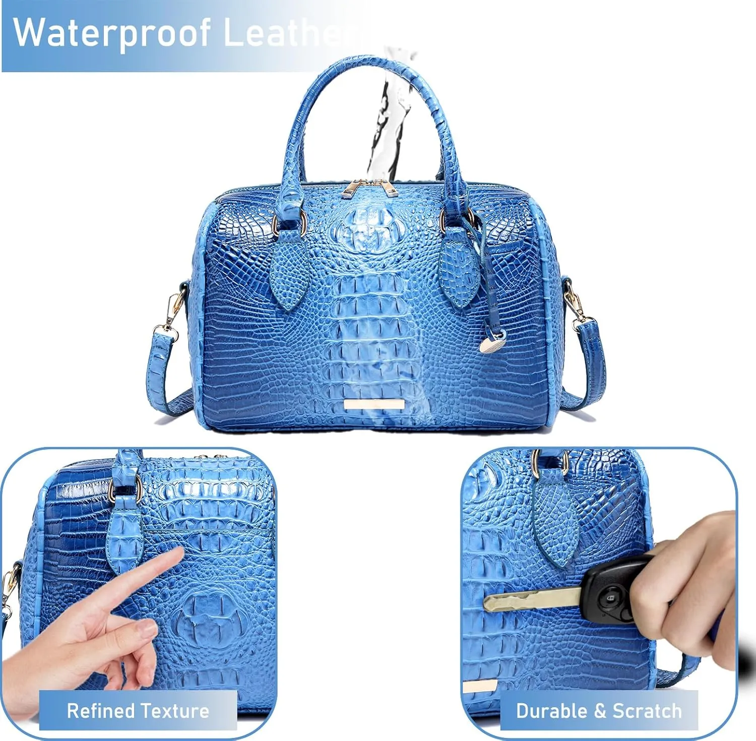 Top-Handle Crocodile Purses For Women Crossbody Leather Bags Trendy Large Capacity Tote with Shoulder Strap