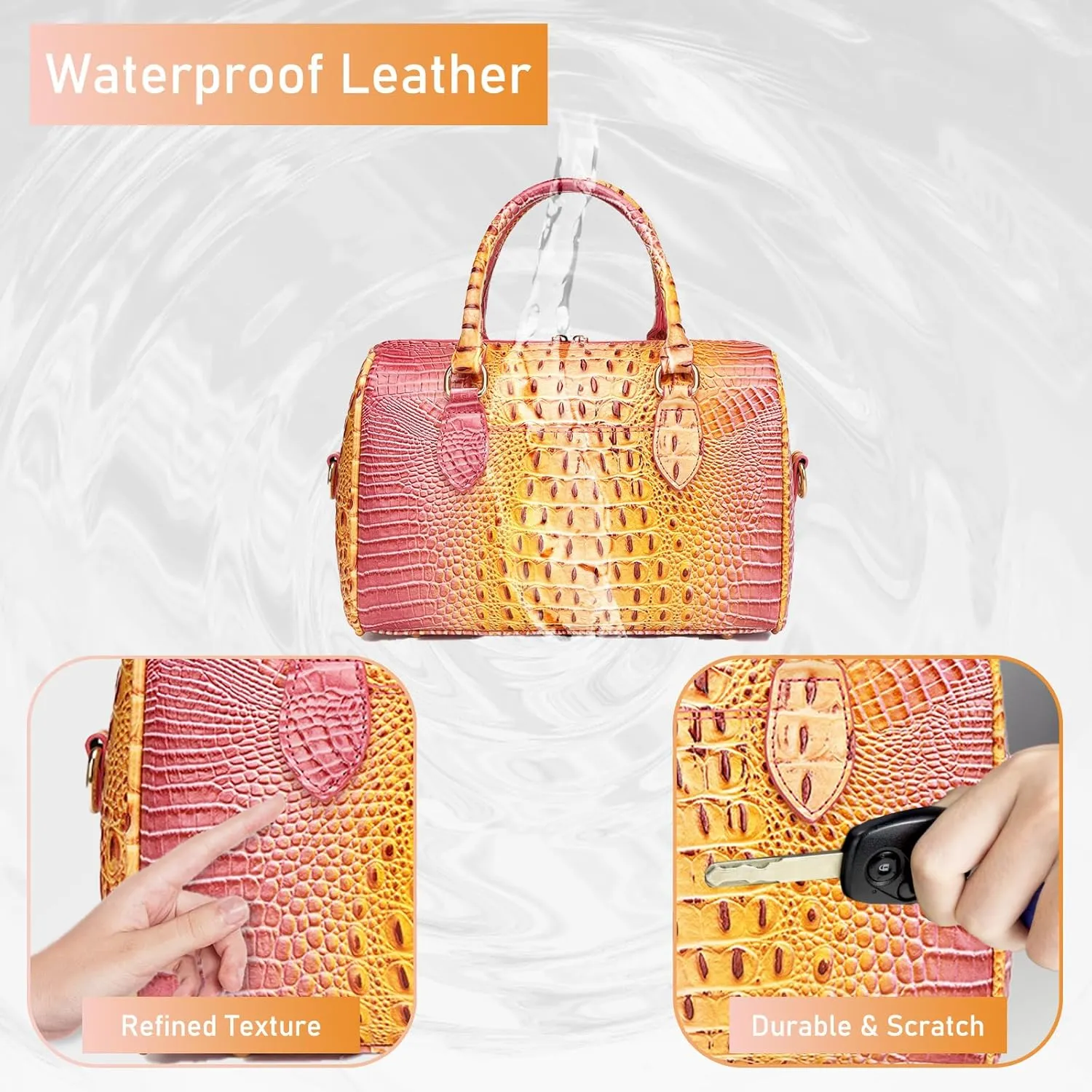Top-Handle Crocodile Purses For Women Crossbody Leather Bags Trendy Large Capacity Tote with Shoulder Strap