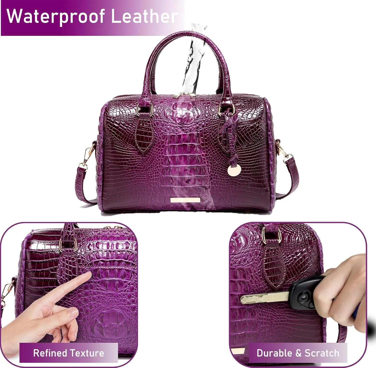 Top-Handle Crocodile Purses For Women Crossbody Leather Bags Trendy Large Capacity Tote with Shoulder Strap
