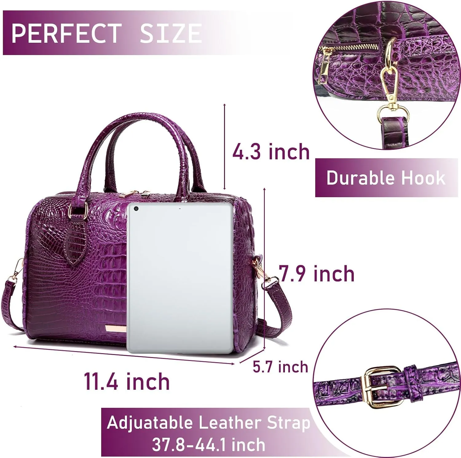 Top-Handle Crocodile Purses For Women Crossbody Leather Bags Trendy Large Capacity Tote with Shoulder Strap