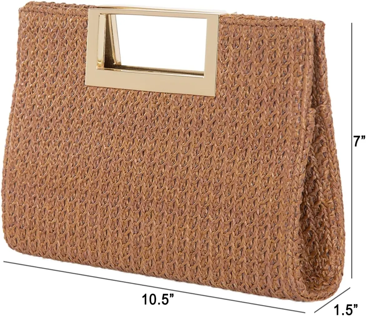 Top Handle Straw Clutch